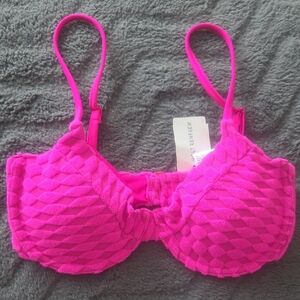 Holt Renfrew Hot Pink Textured Bikini Top NWT